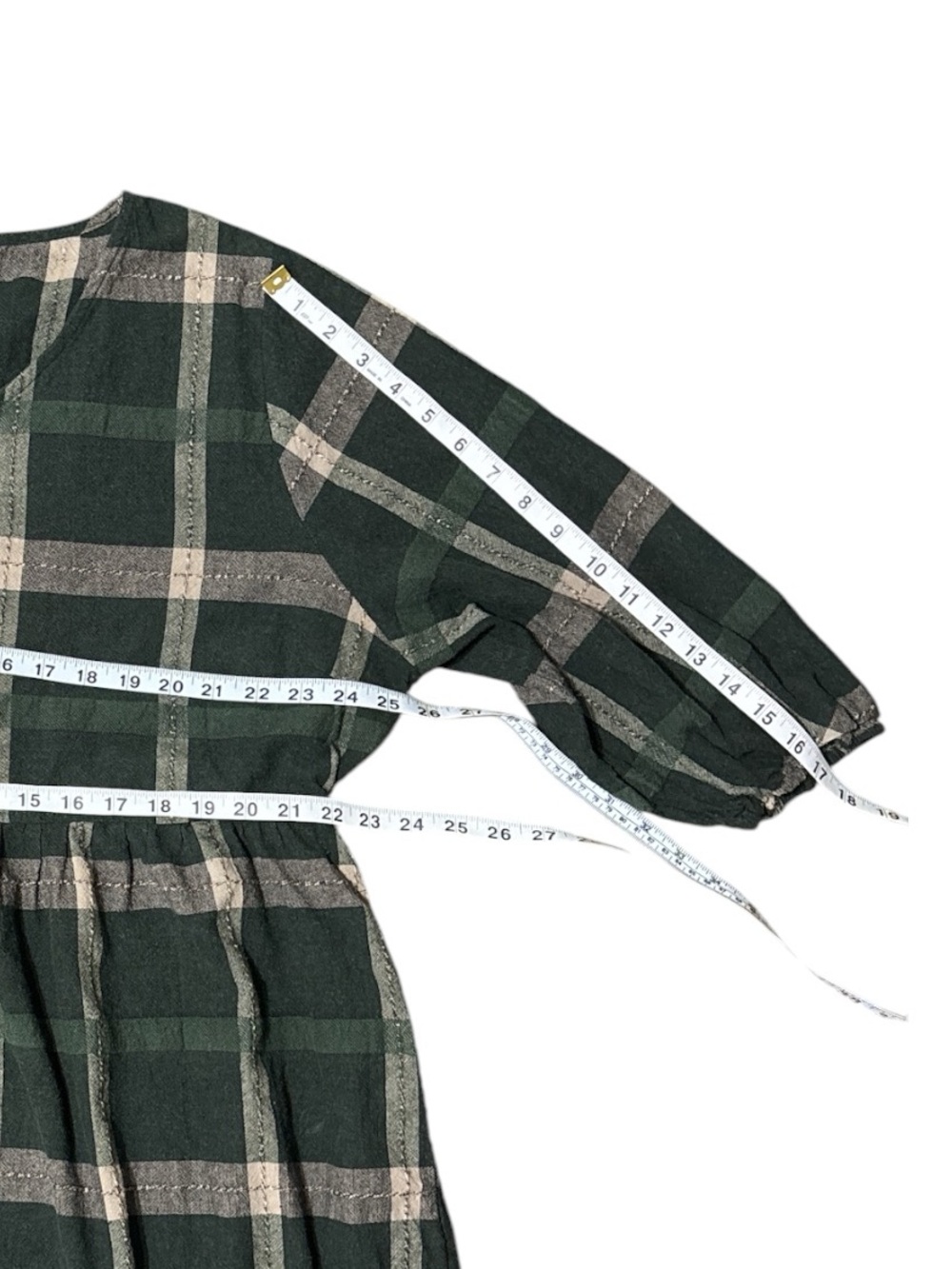 Polagram 3XL Green Windowpane Plaid Cotton Dress | Cottagecore | Pockets - Picture 13 of 13